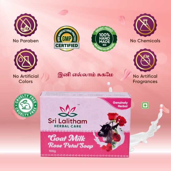 Goat Milk Rose Petal Soap- 100gm - Image 2