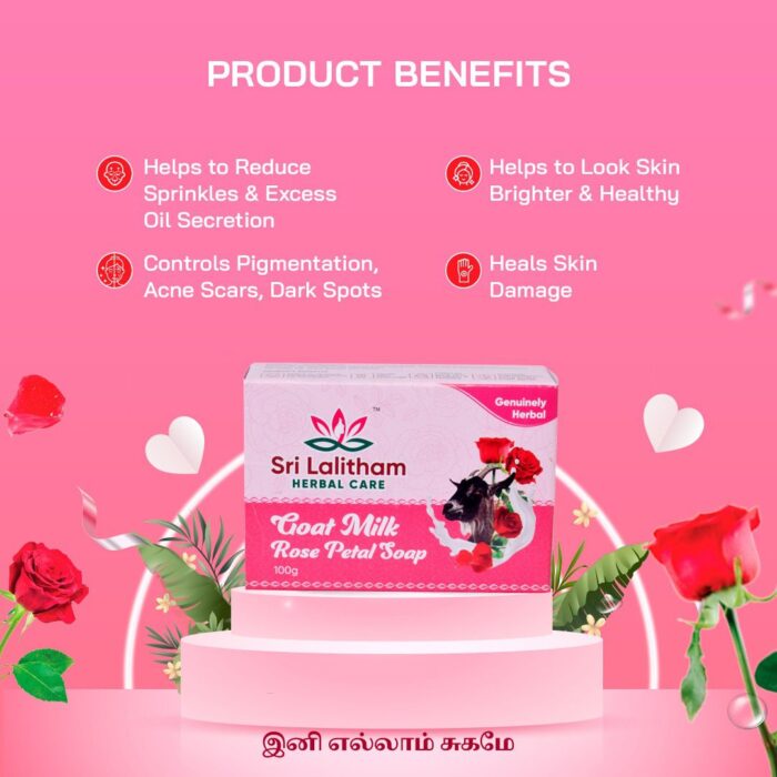 Goat Milk Rose Petal Soap- 100gm - Image 3