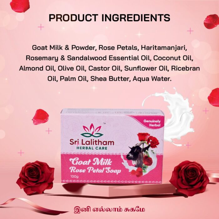 Goat Milk Rose Petal Soap- 100gm - Image 4