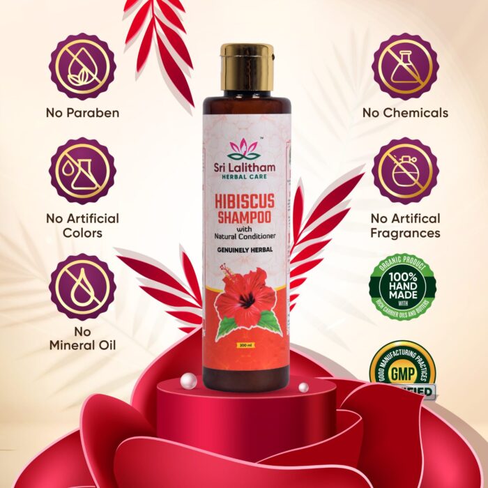 Hibiscus Shampoo with Natural conditioner- 200ml (21+ Herbs) - Image 2