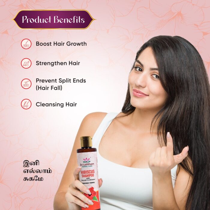 Hibiscus Shampoo with Natural conditioner- 200ml (21+ Herbs) - Image 3