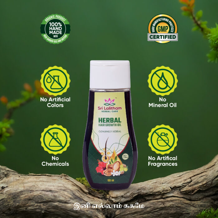 Herbal Hair Growth Oil- 100ml (40+Herbs) - Image 2